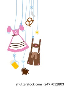 Various Left Hanging Oktoberfest Symbols Pink Brown