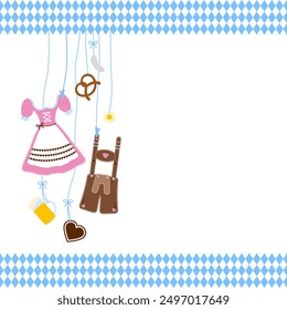 Various Left Hanging Oktoberfest Symbols And Border Pattern Pink Brown