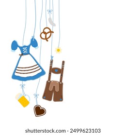 Various Left Hanging Oktoberfest Symbols Blue Brown