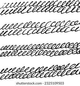 Various lines and shapes background. Black and white abstract seamless pattern. Ink drawing style. Contemporary hand drawn modern trendy vector illustrations. Every pattern is isolated