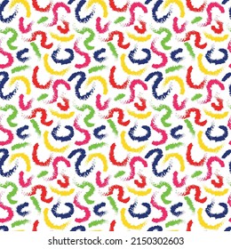 Diversas líneas y formas. Curvas, arcos. Patrón colorido abstracto. Ilustración vectorial dibujada a mano. 