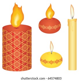 Various lit candles