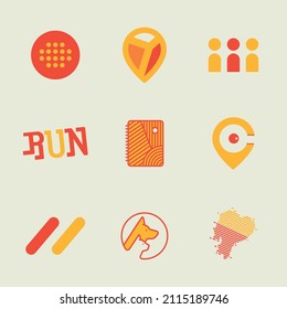 Various logos for brands, icon design for editorial material, human logo, animal logo, flat design, Padel