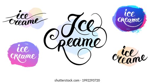 various logos for lettering style ice cream