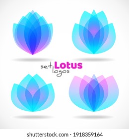Various lotus bud logo templates. Vector natural floral logotypes set. Flower blossom symbols design idea .