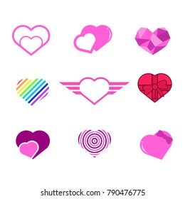 Various Love Heart Shapes Vector Illustration Graphic Set
