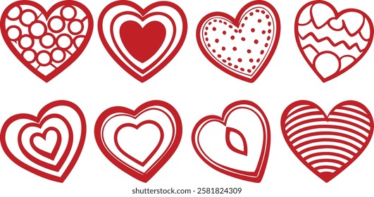 Various love shape vector illustration set on a white background. EPS-10.