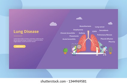 various lung diseasedoctor examine or explore the lungs for website template design page - vector`