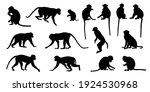 various macaque silhouettes on the white background