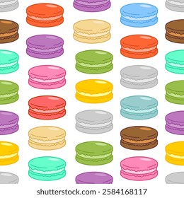 Various macarons in vibrant colors arranged haphazardly, showcasing a delightful mix of flavors and textures.