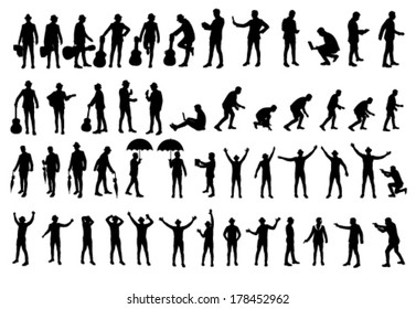 Man Poses Set Icons Isolated Pictograms Stock Vector (Royalty Free ...