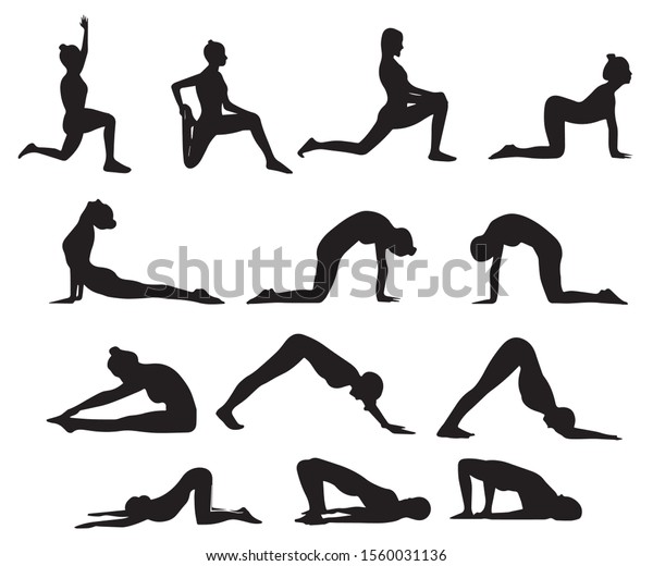 Various Management Postures People Sport Yoga Stock Vector (Royalty ...