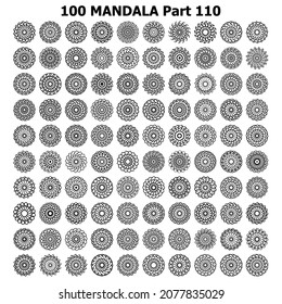 various mandala collections 100 Ethnic Mandala line pattern set Doodles freehand
