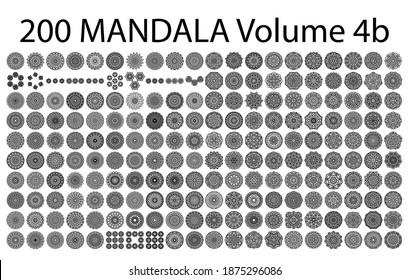 Various mandala collections - 200. Ethnic Mandala ornament. Round pattern set..Templates with doodle tribal mandalas. illustration line art ornate brochure.
