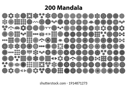 various mandala collections - 200. Ethnic Mandala ornament. Round pattern set.