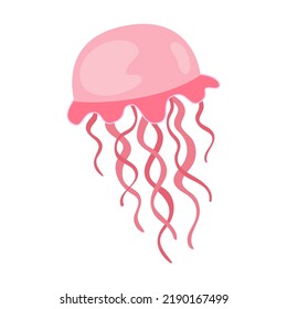 Various marine animals flat icon. Cartoon cute jellyfish isolated vector illustration. Sea or ocean underwater life