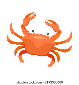 Various marine animals flat icon. Cartoon cute crab isolated vector illustration. Sea or ocean underwater life