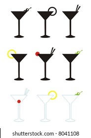 various martini glasses