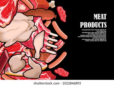 Various meat drawn in the form of a frame