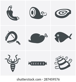 Various meat icons set.