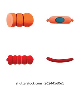 Various meat icons set cartoon vector. Fresh meat product. Food, gastronomy