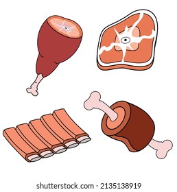 The various of meat in vector