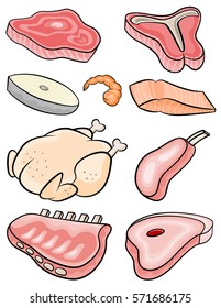 Various meat vector