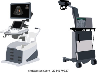 Various medical machines for x rays and sonar scans
