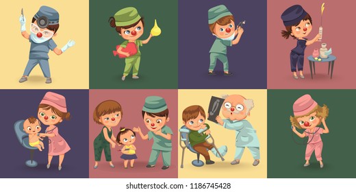 Various medical professions colorful set