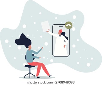 Vários serviços médicos. Personagem falando com médico online.vida e emprego de pessoas.