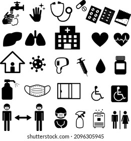 Various medical simple pictogram sets
