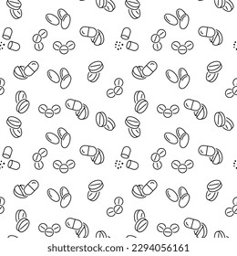 Various Medications and Pills Seamless Pattern for Printing and Wrapping 