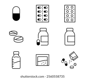 Various medicine illustration set vector