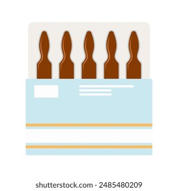Various meds. Pills, capsules blisters, glass bottles with liquid medicine, plastic tubes with caps. Medication and supplements collection. Flat style object illustration