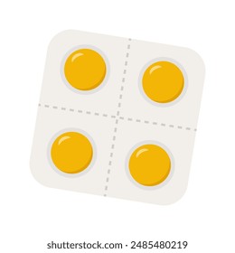 Various meds. Pills, capsules blisters, glass bottles with liquid medicine, plastic tubes with caps. Medication and supplements collection. Flat style object illustration