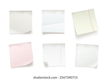 various memo notes in set realistic design