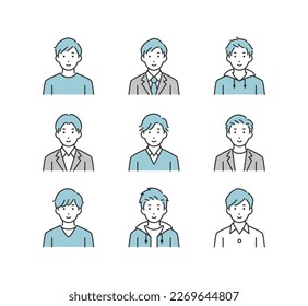 Various men's illustration icon set.