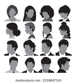 Various men's and women's hairstyles and faces