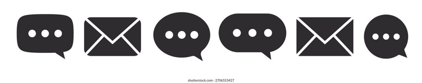 Varios iconos de mensaje. Conjunto de burbujas de mensajes de chat. Iconos de notificación. Gráficos escalables de Vector