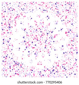 Various metallic confetti background of random scatter rainbow geometric figures isolated on white.