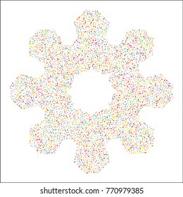 Various metallic confetti background of random scatter rainbow geometric figures isolated on white.