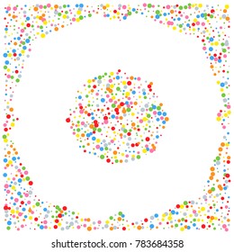 Various metallic confetti background of random scatter rainbow geometric figures isolated on white.