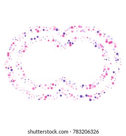 Various metallic confetti frame or border of random scatter rainbow geometric figures isolated on white.