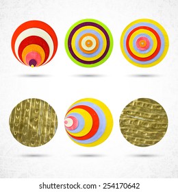 Various metallic and painted decorative labels collection