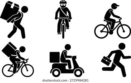Various methods of delivery on a white background.