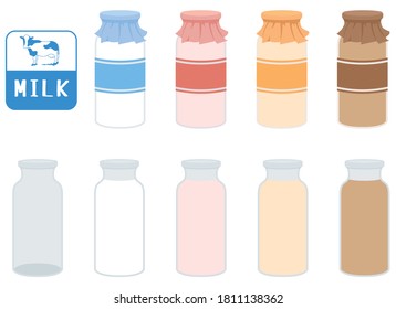 Various milk bottle sets. Vector illustration