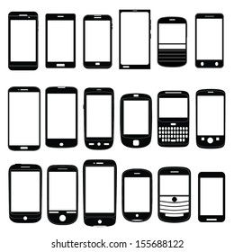 Various Mobile Phone Icons Set as Vectors