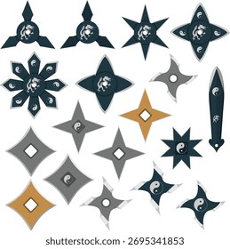 Varios modelos de Shurikens asiáticos