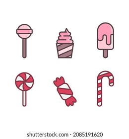 various models of candies and sweets simple vector set