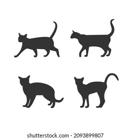 various models of cat silhouette, simple vector design 